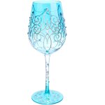 Verre a vin peint a la main style princesse bleue verre vin rouge 42cl cadeau mariage saint valentin Verre a vin peint a la main style princesse bleue verre vin rouge 42cl cadeau mariage saint valentin