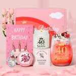 Verre a vin personnalis pour 40e anniversaire, coffret cadeau pour femme, elgant, 16 onces, en verre, ...