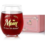 Verre a vin personnalis� de la part de sa fille et de son fils, cadeau d'anniversaire de no�l pour maman, ...