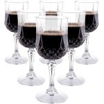 Verres a vin plastique lot de 6 - verrerie 200ml - verre a pied plastique avec effet cristal - convient ...