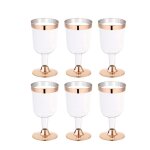 Verre a vin en plastique rose dor de haute qualit, jetable, durable, fte, festival, mariage, bar, ...