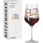 Verre a vin rouge 500 ml - srie cristal de c?ur n 10 - verre avec motif de lettres, or rose - made in ...