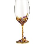 Verre a vin rouge / blanc fait a la main en email peint a la main, verre a vin en cristal sans plomb, ...