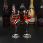 Verre a vin rouge en forme de fleur de rose, ensemble de verres a liqueur, paupires romantique, verre ...