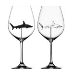 Verre a vin rouge requin en verre de cristal, bouteille de vin en verre a talons hauts, cadeaux de fte ...