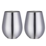 Verres a vin sans pied en acier inoxydable - lot de 2, parfaits pour une utilisation en ext�rieur, maintien ...