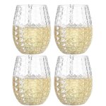 Verre a vin sans pied en plastique de 12 oz, ensemble de 4 verres a vin, verres a boisson incassables ...