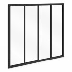 Verri�re atelier 4 vitrages l. 120 x h. 108 cm en m�tal noir et verre tremp�