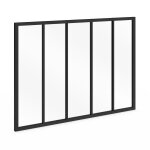 Verri�re atelier 5 vitrages l. 150 x h. 108 cm en m�tal noir et verre tremp�