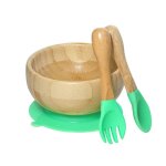 Vert - 1 ensemble de bols d'alimentation pour b�b�, cuill�re en bambou, plats d'apprentissage pour b�b�, ...