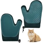 (vert fonc�)gants de toilettage 2 gants de massage chien chat brosse a epiler doux d�moulage efficace ...