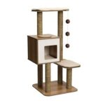 Vesper arbre a chat base haute noyer 68, 5 x 56 x 120 cm