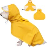 Veste impermable pour chien impermable pour animaux de compagnie (jaune - xl) avec capuche et trou ...