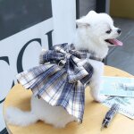 Vtements pour animaux de compagnie, ensemble jupe et laisse pour chien, a carreaux, robe de princesse ...