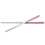 Vhbw 1 paire de baguettes - chopsticks en acier inoxydable, rose / argent Vhbw 1 paire de baguettes - chopsticks en acier inoxydable, rose / argent