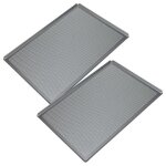Vhbw 2x plaque pour four 60 x 40 x 1 cm argent�, perfor�