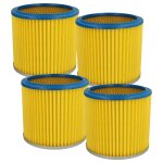 Vhbw 4x filtre pliss� compatible avec shop - vac super 760, ultra 40 blower aspirateur - bleu / jaune ...