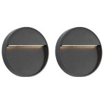 Vidaxl appliques murales a led d'extrieur 2 pcs 3 w noir rond