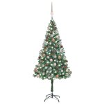 Vidaxl arbre de no?l artificiel led et boules et pommes de pin 180 cm