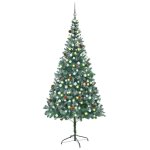 Vidaxl arbre de no?l artificiel led et boules et pommes de pin 210 cm