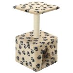 Vidaxl arbre a chat avec griffoirs en sisal 55 cm beige motif de pattes