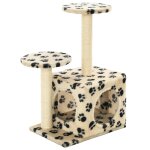 Vidaxl arbre a chat avec griffoir en sisal 60 cm beige motif de pattes