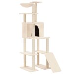 Vidaxl arbre a chat avec griffoirs en sisal crme 166 cm