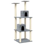 Vidaxl arbre a chat avec griffoirs en sisal gris clair 141 cm