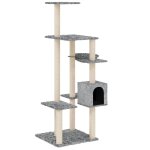 Vidaxl arbre a chat avec griffoirs en sisal gris clair 142 cm