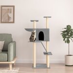 Vidaxl arbre a chat avec griffoirs en sisal gris clair 143 cm