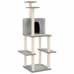 Vidaxl arbre a chat avec griffoirs en sisal gris clair 144, 5 cm