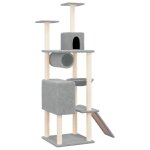Vidaxl arbre a chat avec griffoirs en sisal gris clair 168 cm
