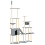 Vidaxl arbre a chat avec griffoirs en sisal gris clair 279 cm