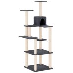 Vidaxl arbre a chat avec griffoirs en sisal gris fonc 153 cm