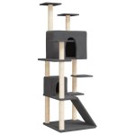 Vidaxl arbre a chat avec griffoirs en sisal gris fonc 153 cm
