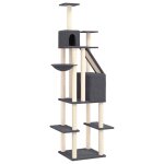 Vidaxl arbre a chat avec griffoirs en sisal gris fonc 201 cm