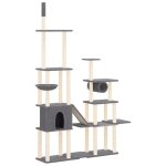 Vidaxl arbre a chat avec griffoirs en sisal gris fonc 279 cm