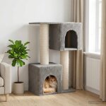 Vidaxl arbre a chat avec poteaux a griffer en sisal gris clair 114 cm
