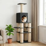 Vidaxl arbre a chat avec poteaux a griffer en sisal gris fonc� 180 cm
