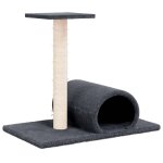 Vidaxl arbre a chat avec tunnel gris fonc� 60x34, 5x50 cm