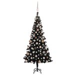 Vidaxl arbre de no�l artificiel avec led et boules noir 150 cm pvc