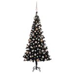 Vidaxl arbre de no�l artificiel avec led et boules noir 180 cm pvc