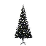 Vidaxl arbre de no�l artificiel avec led et boules noir 180 cm pvc