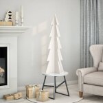 Vidaxl arbre de no�l en bois pour d�coration blanc 112 cm pin massif