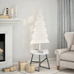 Vidaxl arbre de no�l en bois pour d�coration blanc 120 cm pin massif