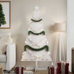 Vidaxl arbre de no�l en bois pour d�coration blanc 150 cm pin massif