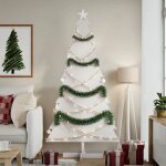 Vidaxl arbre de no�l en bois pour d�coration blanc 180 cm pin massif