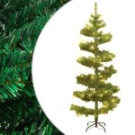 Vidaxl arbre de no�l h�lico�dal avec support et led vert 150 cm pvc