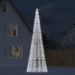 Vidaxl arbre de no�l lumineux sur m�t de drapeau 1534 led blanc 500 cm