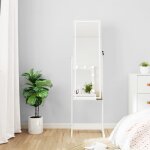 Vidaxl armoire  bijoux miroir avec lumires led sur pied blanc